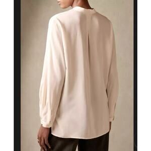 Theory Blouse Silk Long Sleeve Round Collar Size M